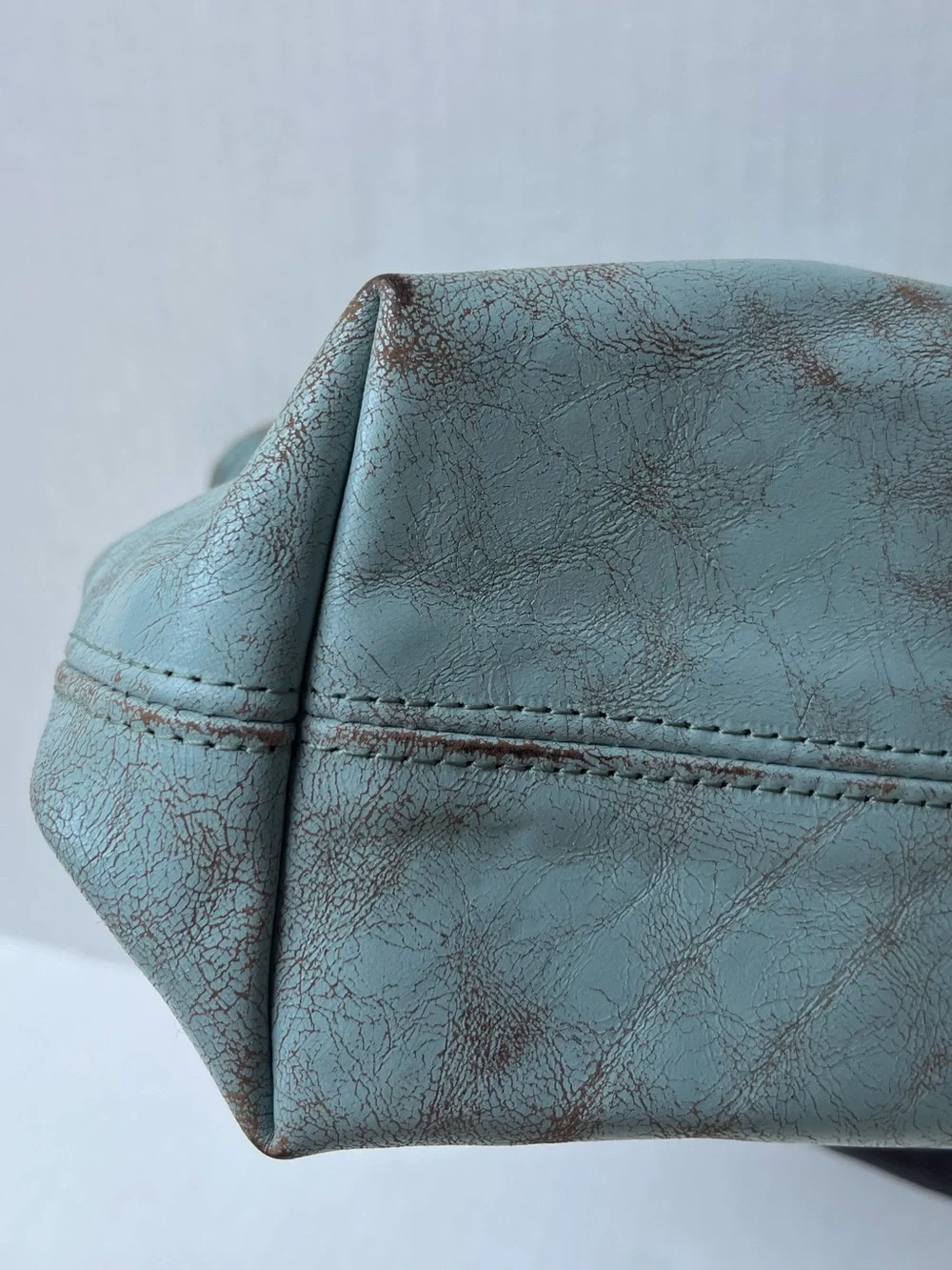 Henri Lou Turquoise Distressed Leather Boho Western Hobo Shoulder Bag